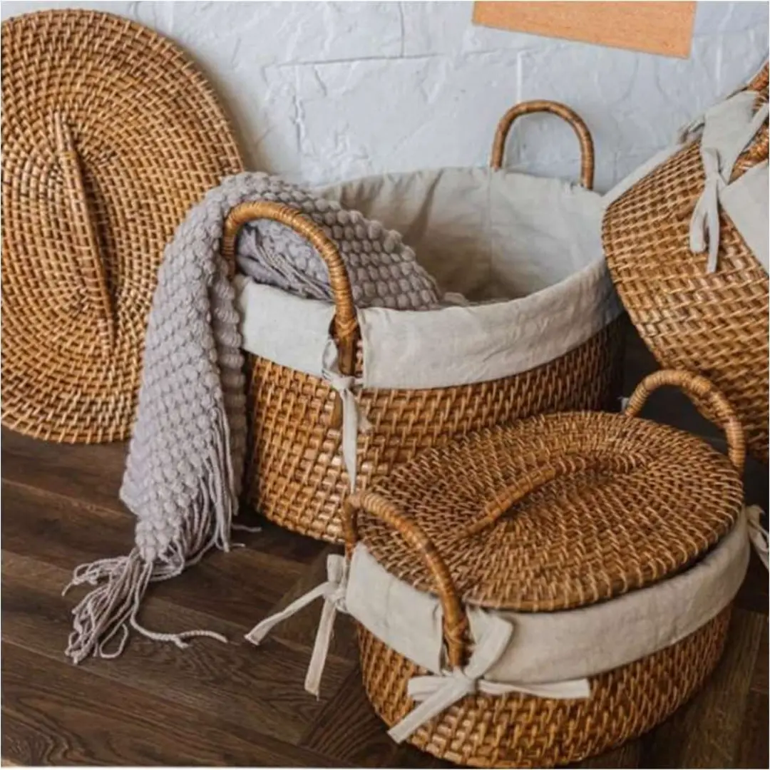 Bamboo Cane Storage Basket